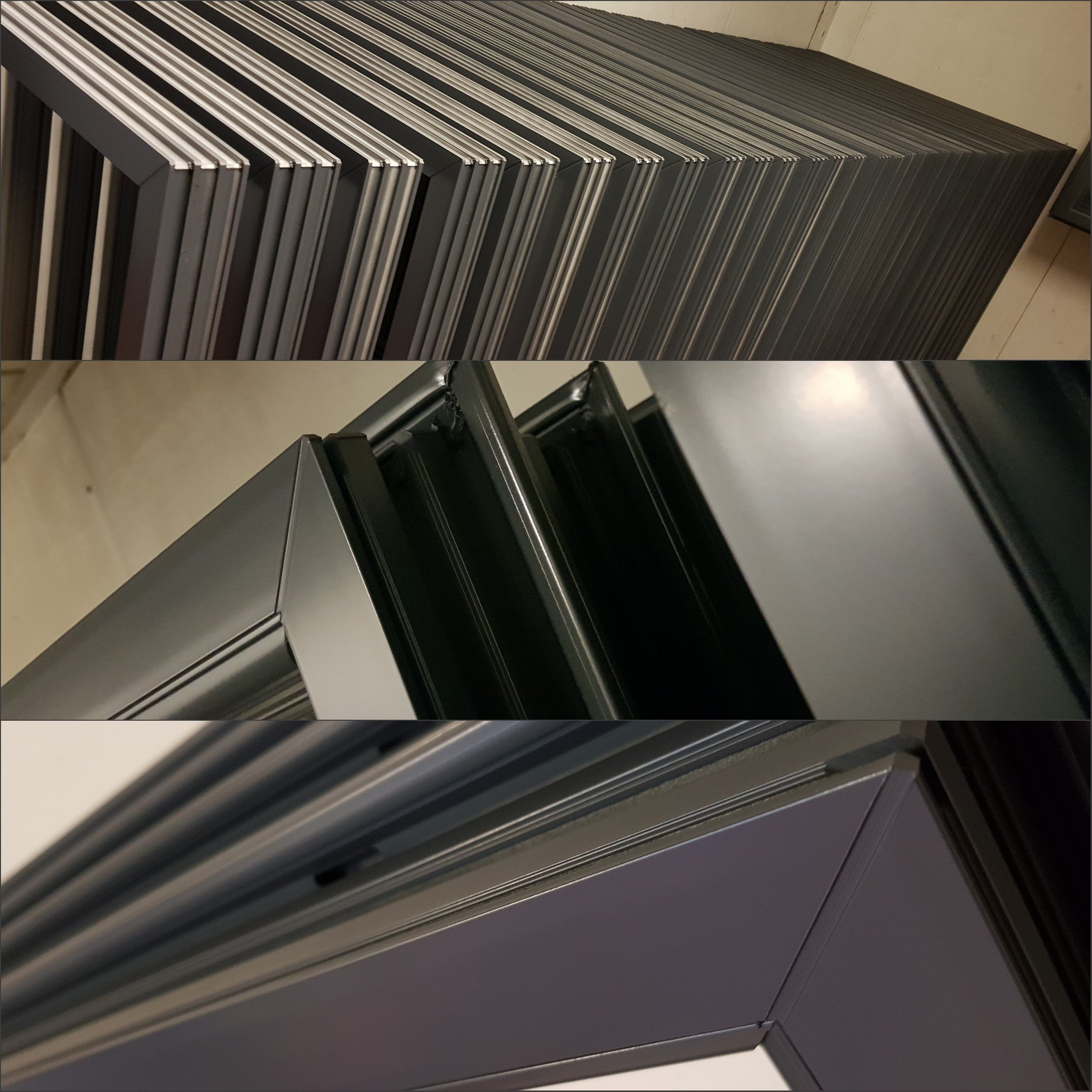 Powder coated aluminium frames